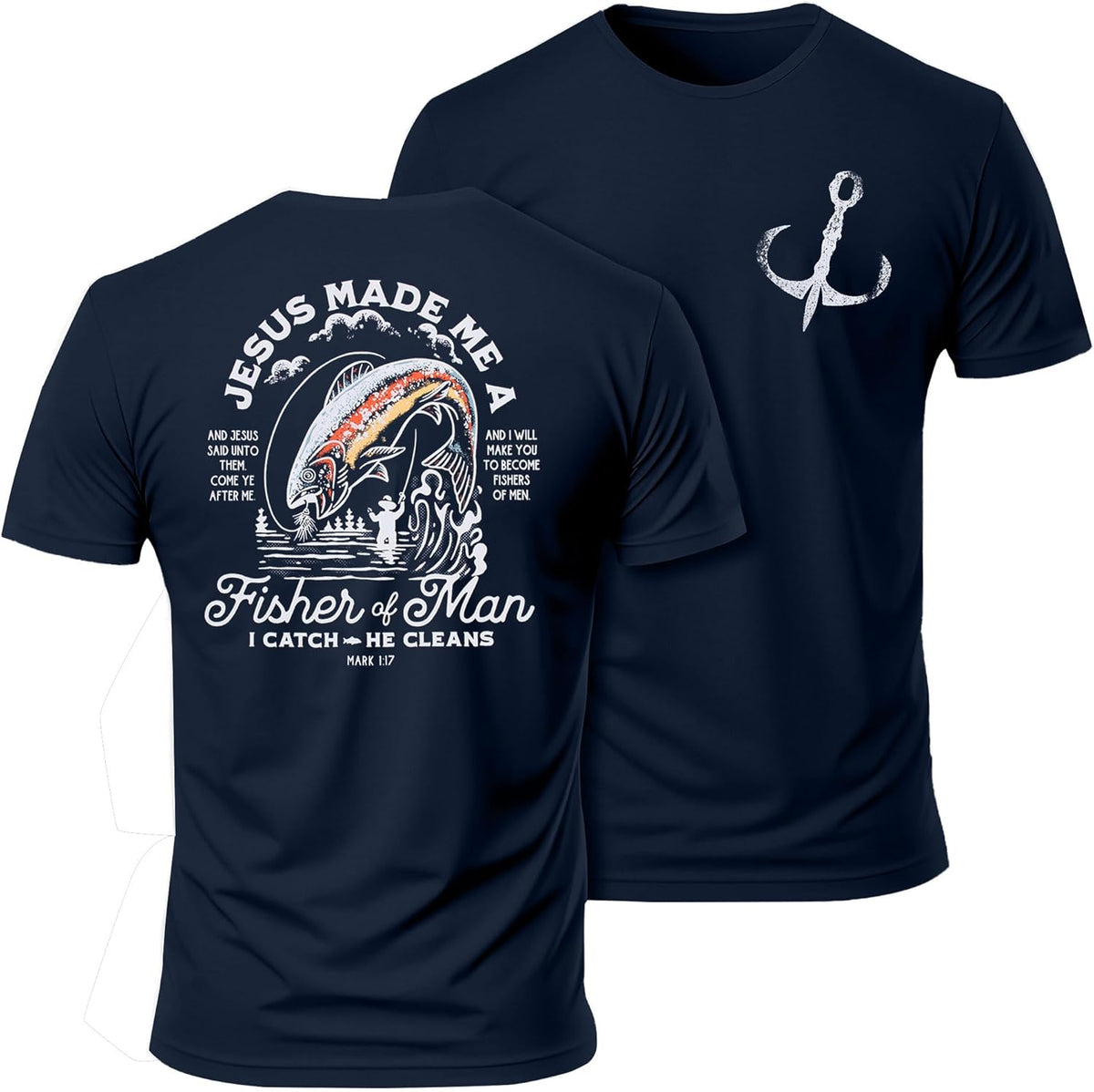 Dad Shirt for Men Christian Fishing Tees Father's Day Tshirt Papa Birthday Gift Short Sleeve Top