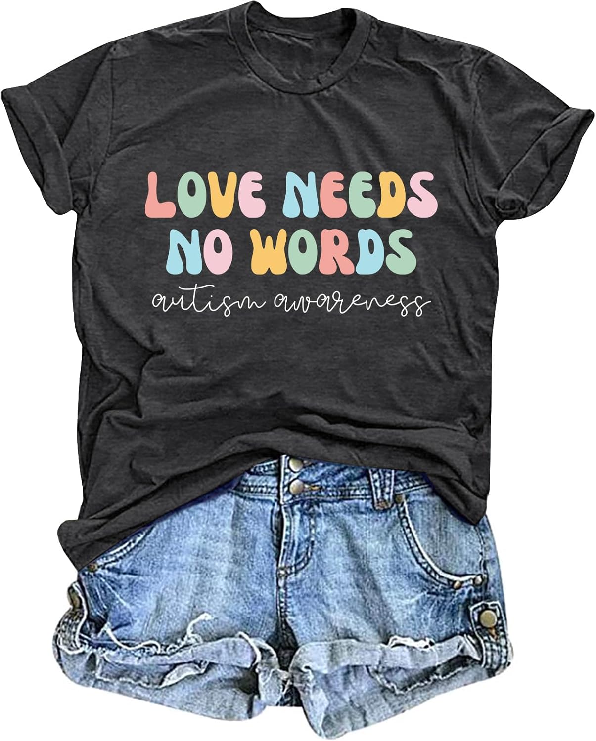 hohololo Autism Awareness Shirt Womens Autism T-Shirt Teacher Puzzle Heart Graphic Tee Autism Acceptance Tops