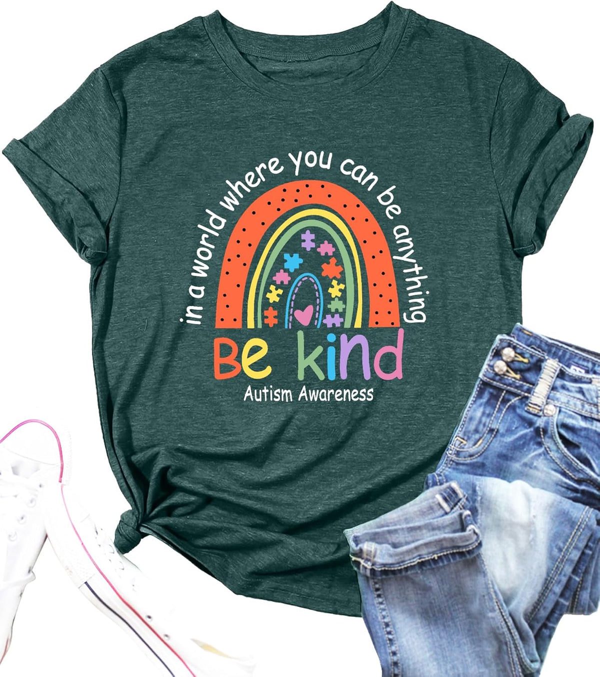 Autism Awareness Shirt Women Autism Support Tops Women Rainbow Mental Health Tshirt Special Education Tee