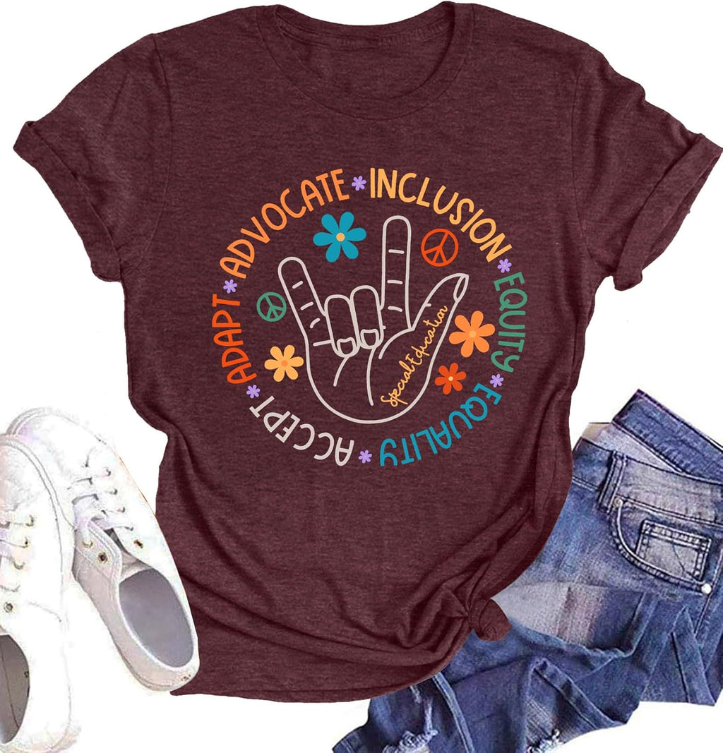 Special Education Teacher Shirts for Women SPED Teachers Graphic T-Shirts Teaching Life Gift Short Sleeve Tee Tops