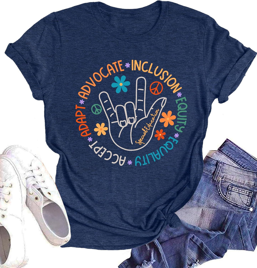 Special Education Teacher Shirts for Women SPED Teachers Graphic T-Shirts Teaching Life Gift Short Sleeve Tee Tops