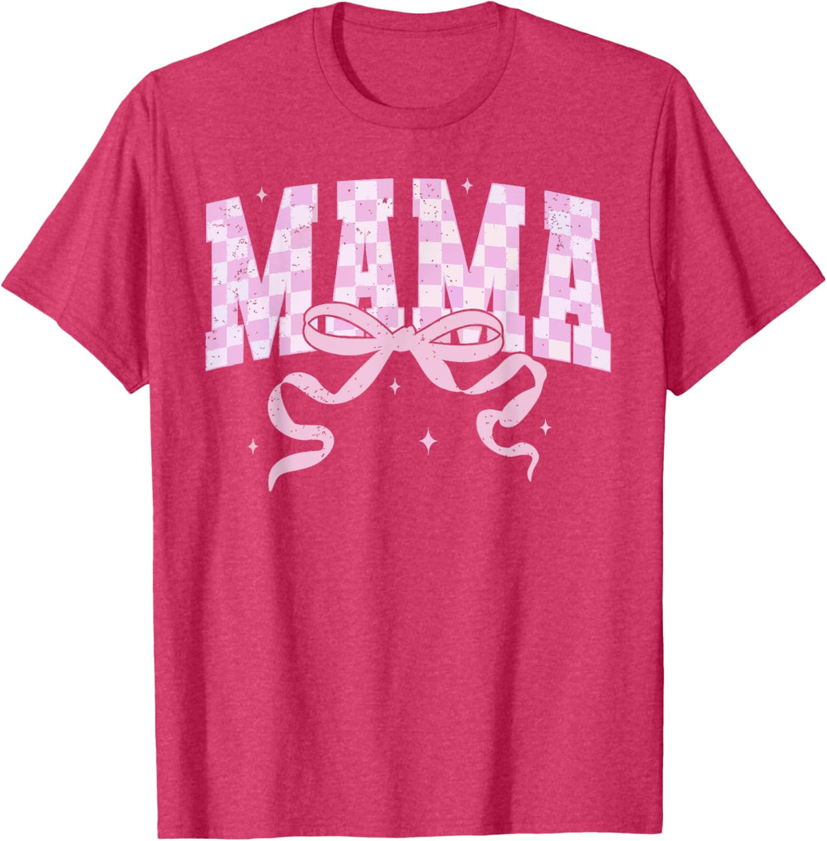 Retro Checkered Mama Coquette Mother's Day Pink Bow