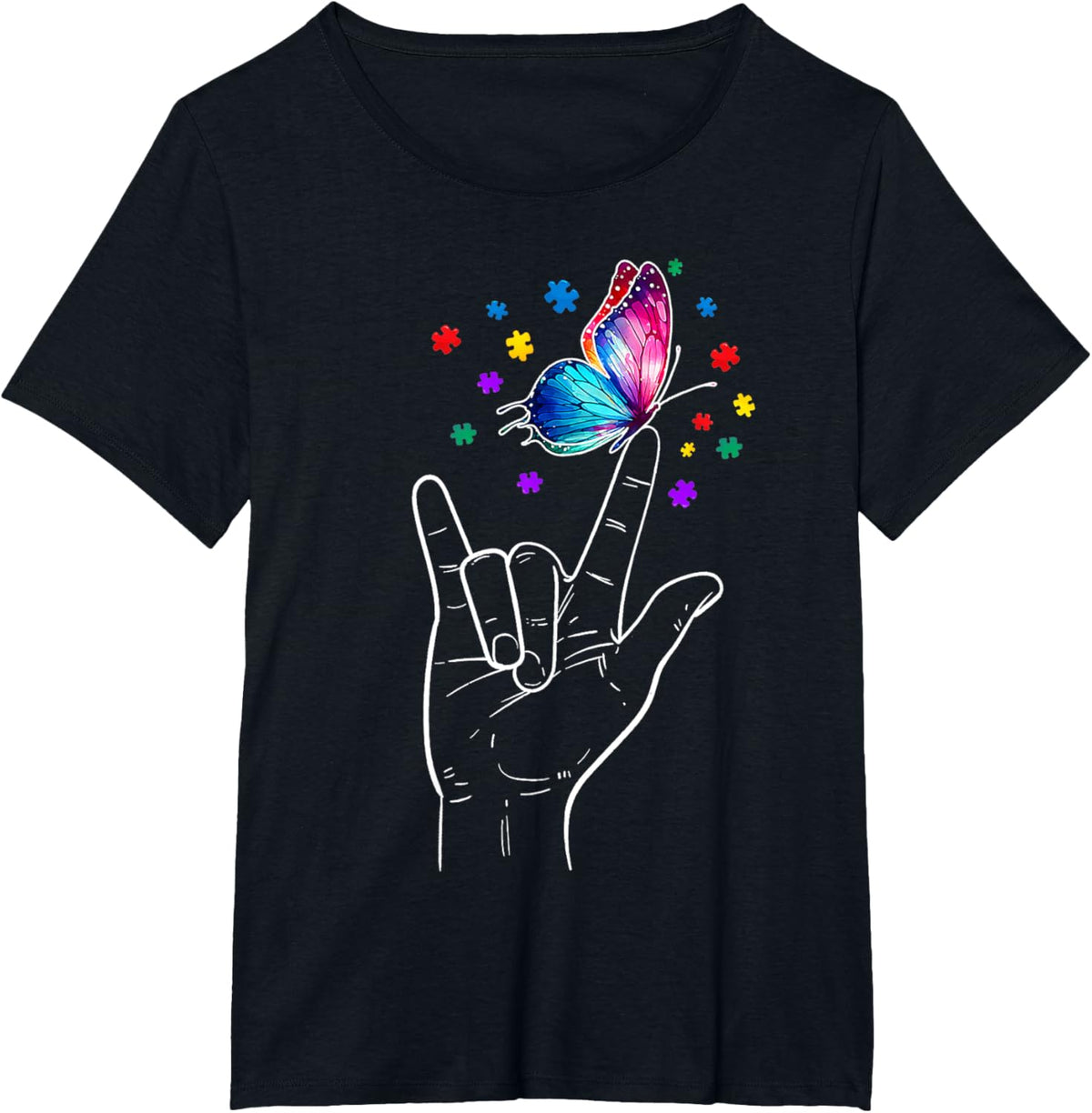 I Love You Hand Sign Language Butterfly Autism Awareness
