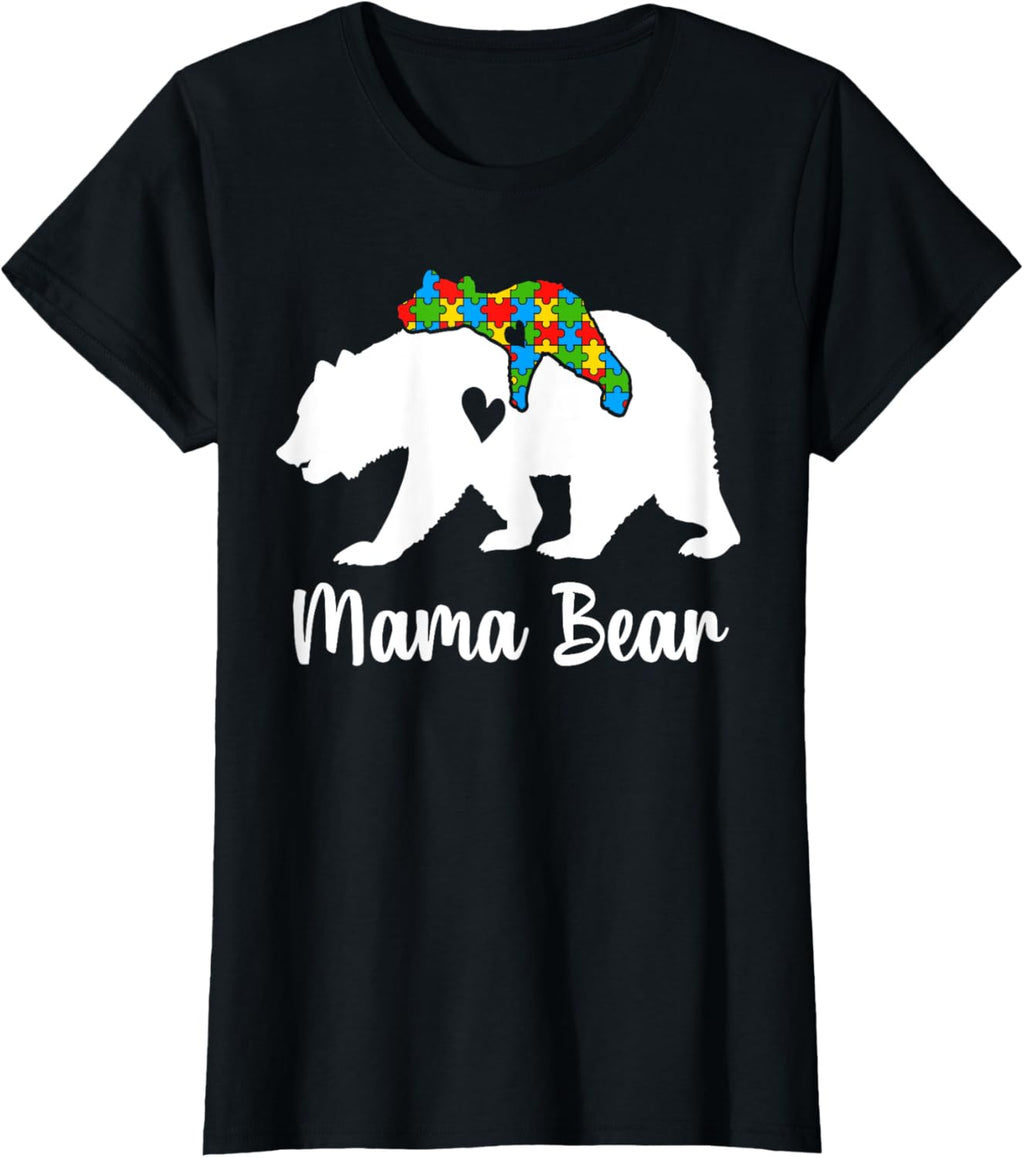 Mama Bear Love Support Autism Awareness Bear Family