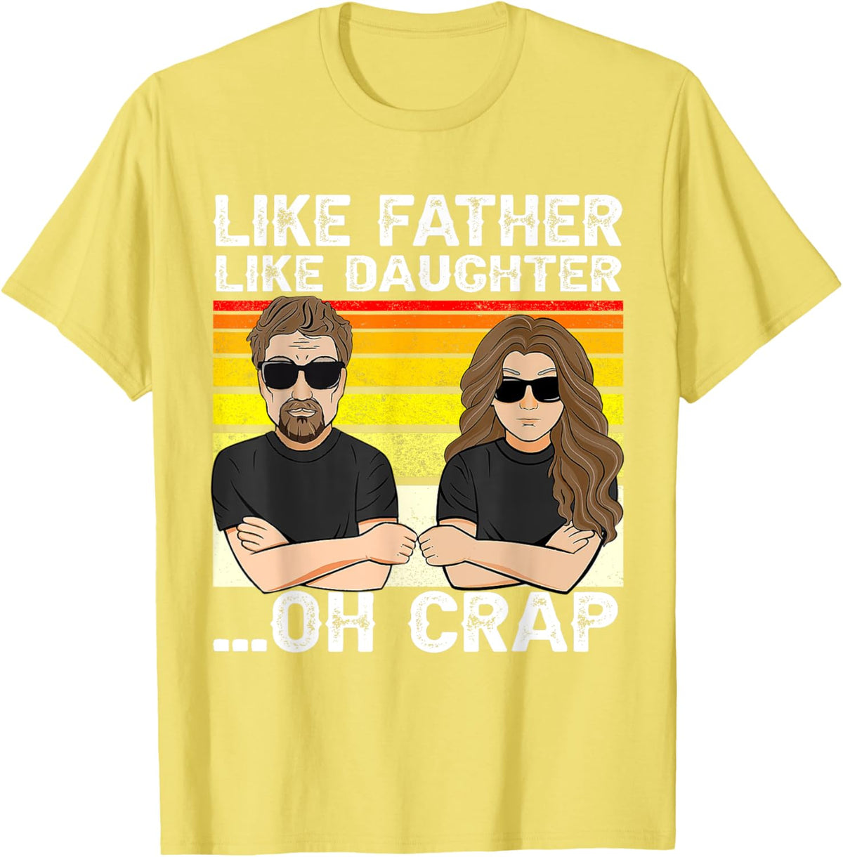 Vintage Retro Dad and Daughter Family Matching Tee - Like Father Like Daughter Oh Crap - Funny Fathers Day T-Shirt - Black - Women's - Small - Short Sleeve - Cotton 100%