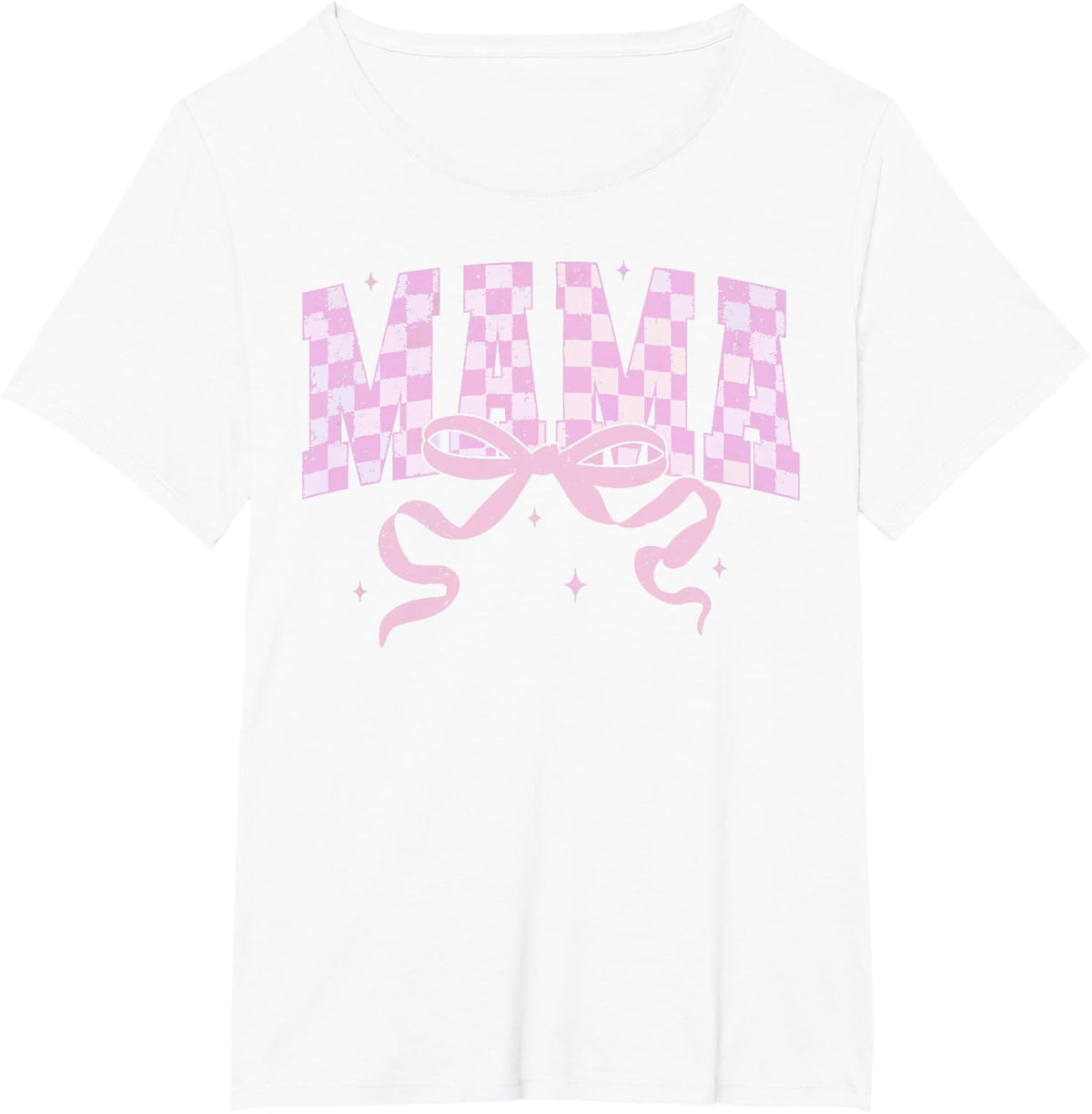 Retro Checkered Mama Coquette Mother's Day Pink Bow