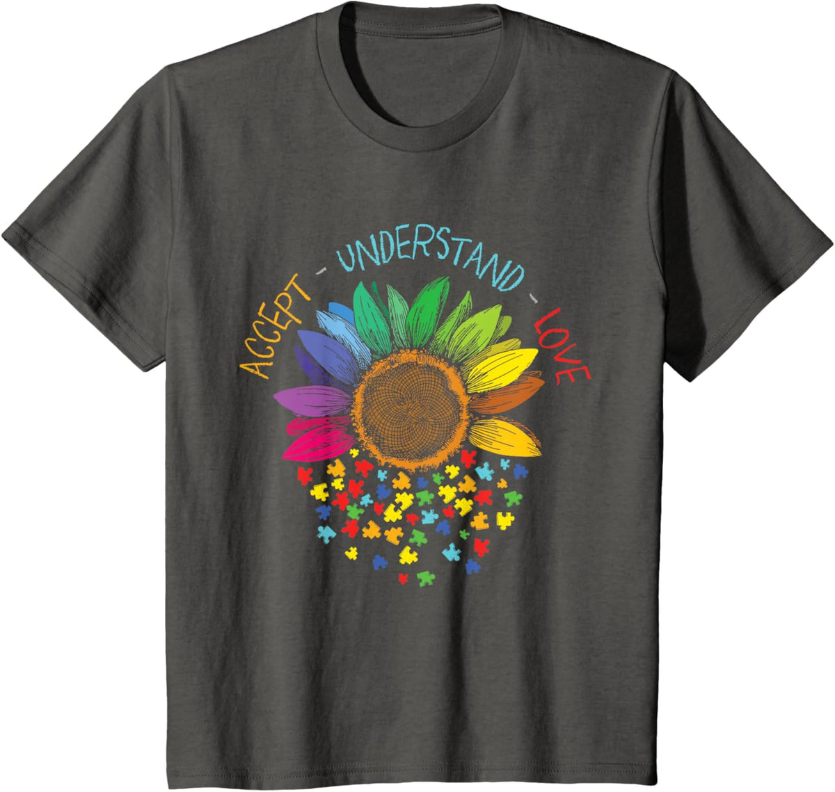 Autism Awareness Accept Understand Love ASD Rainbow Flower