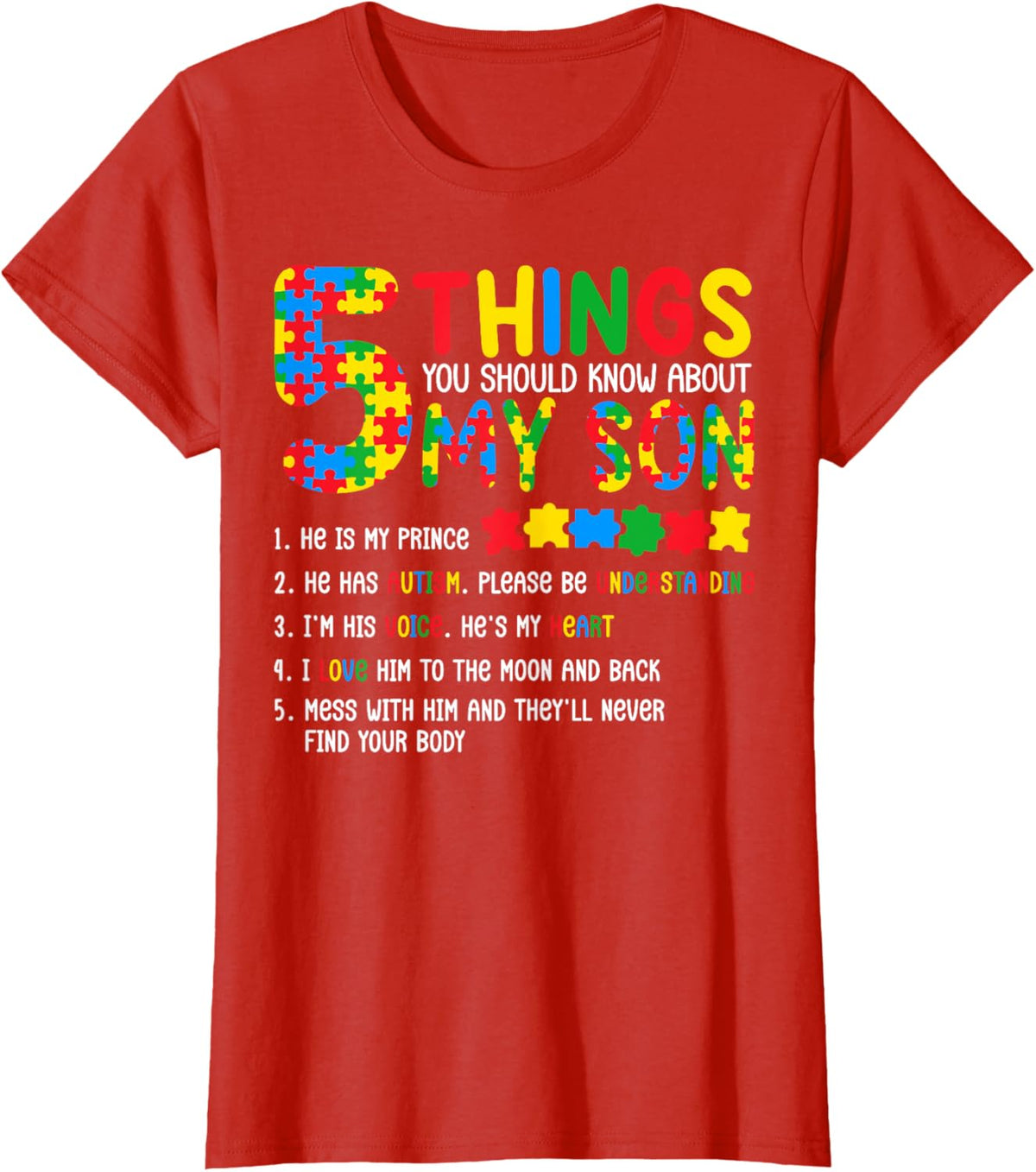 Autism Awareness Shirt 5 Things You Should Know About My Son