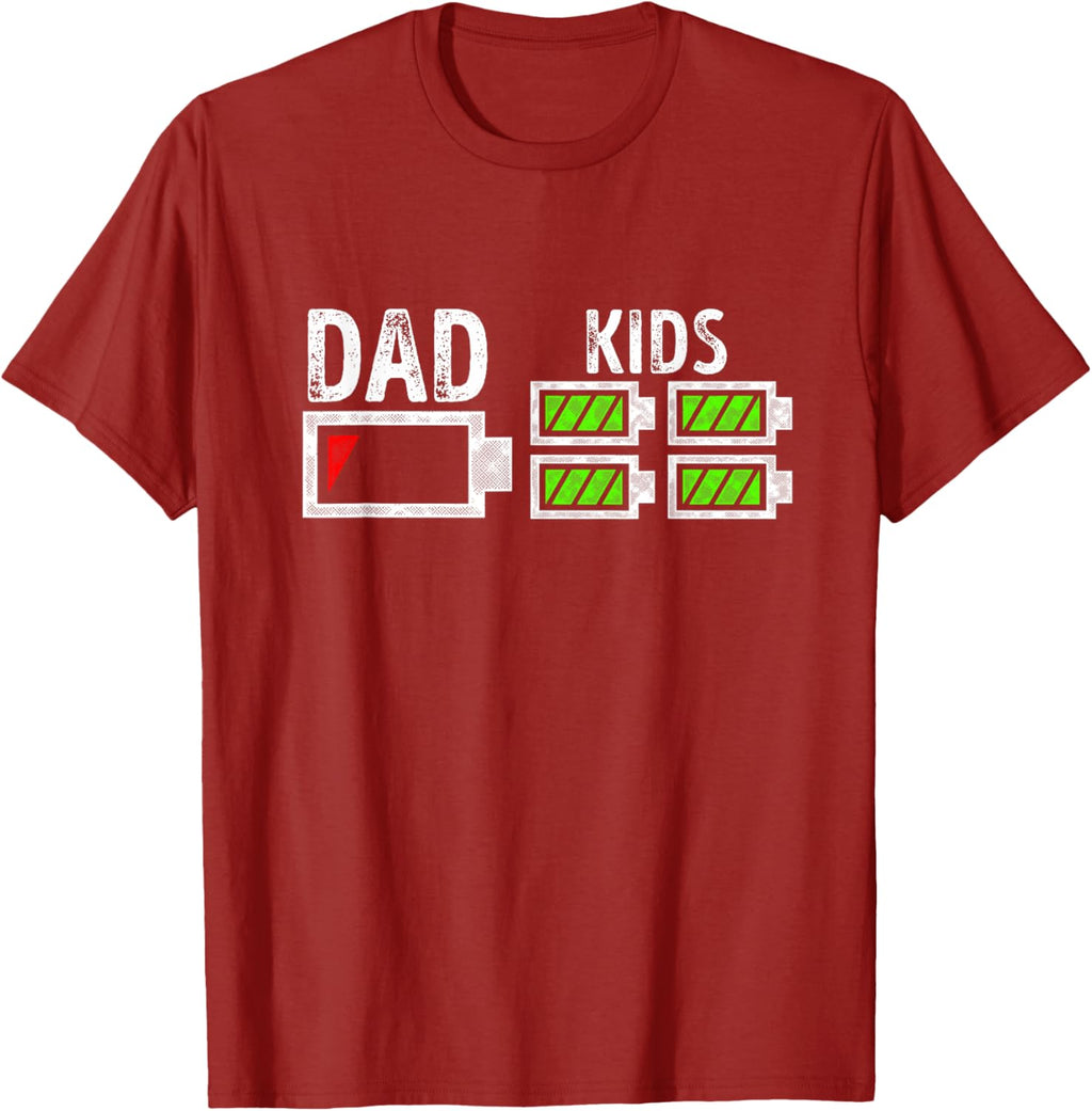 Dad of Four Low Battery Funny Father of 4 Kids Dad