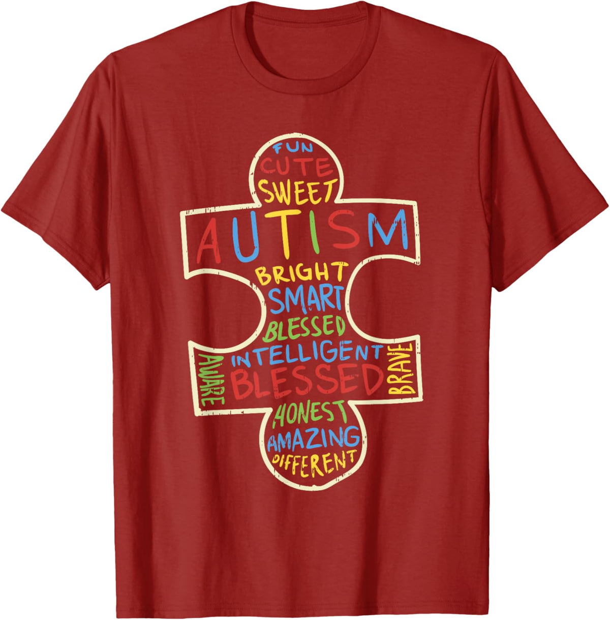 Autism Awareness Shirt Puzzle Piece Words Autistic Gift