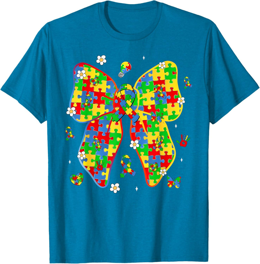 Autism Awareness Coquette Bow Puzzle Bow Women Kids Girl Boy