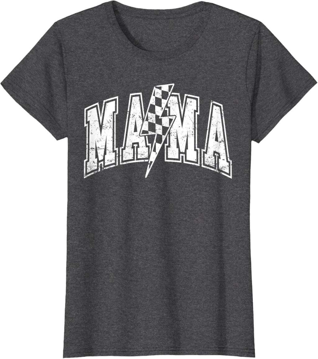 Mama Lightning Bolt Checkered Varsity Mom Women Mother's Day Mother Shirt