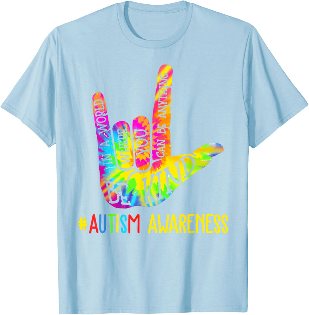 Be Kind ASL Love Sign Language Hand Autism Awareness Tie Dye