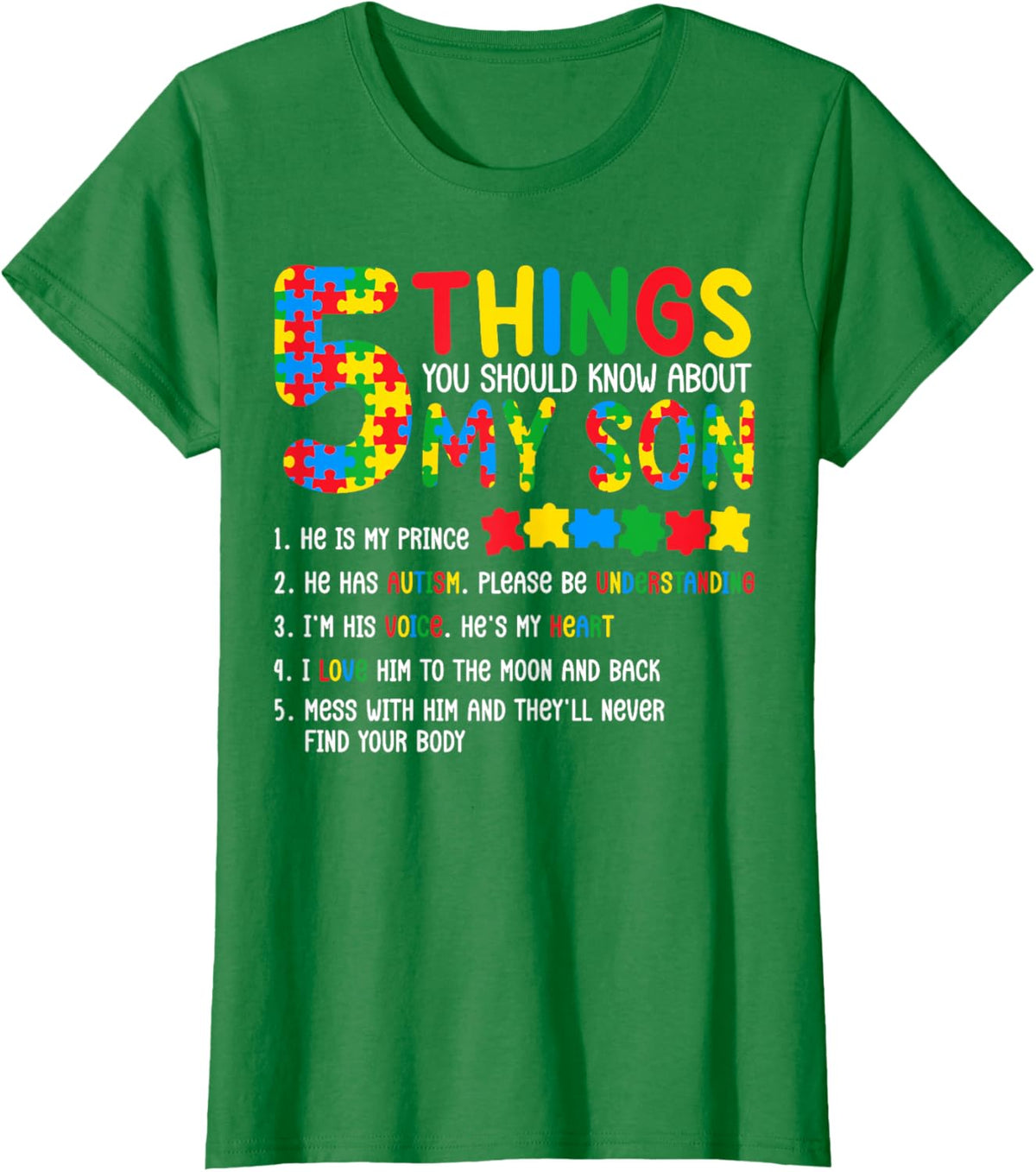 Autism Awareness Shirt 5 Things You Should Know About My Son
