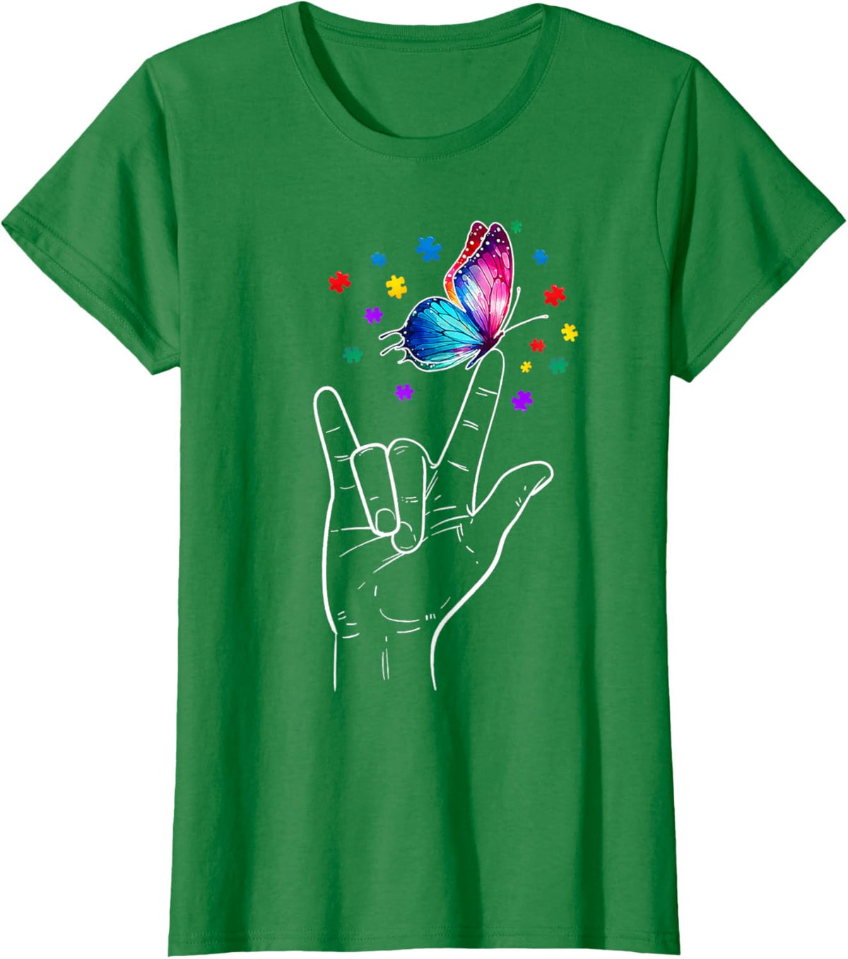 I Love You Hand Sign Language Butterfly Autism Awareness