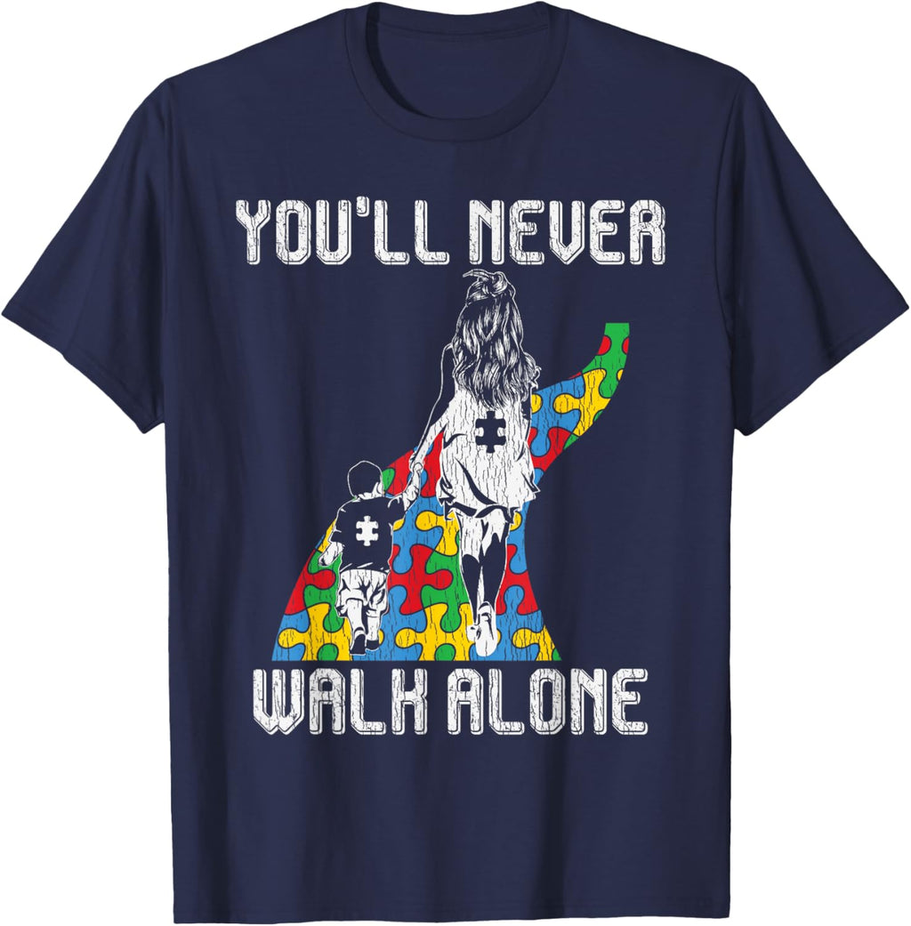 Vintage Mother Son Family Autistic Kids Autism Awareness Mom
