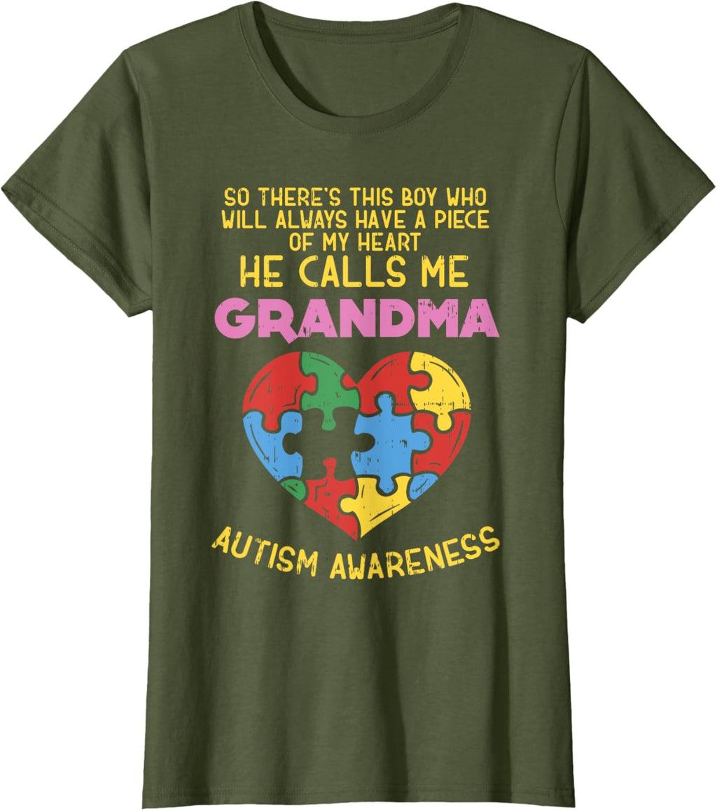 Grandma Autism Awareness Shirt Austistic Boy Piece My Heart