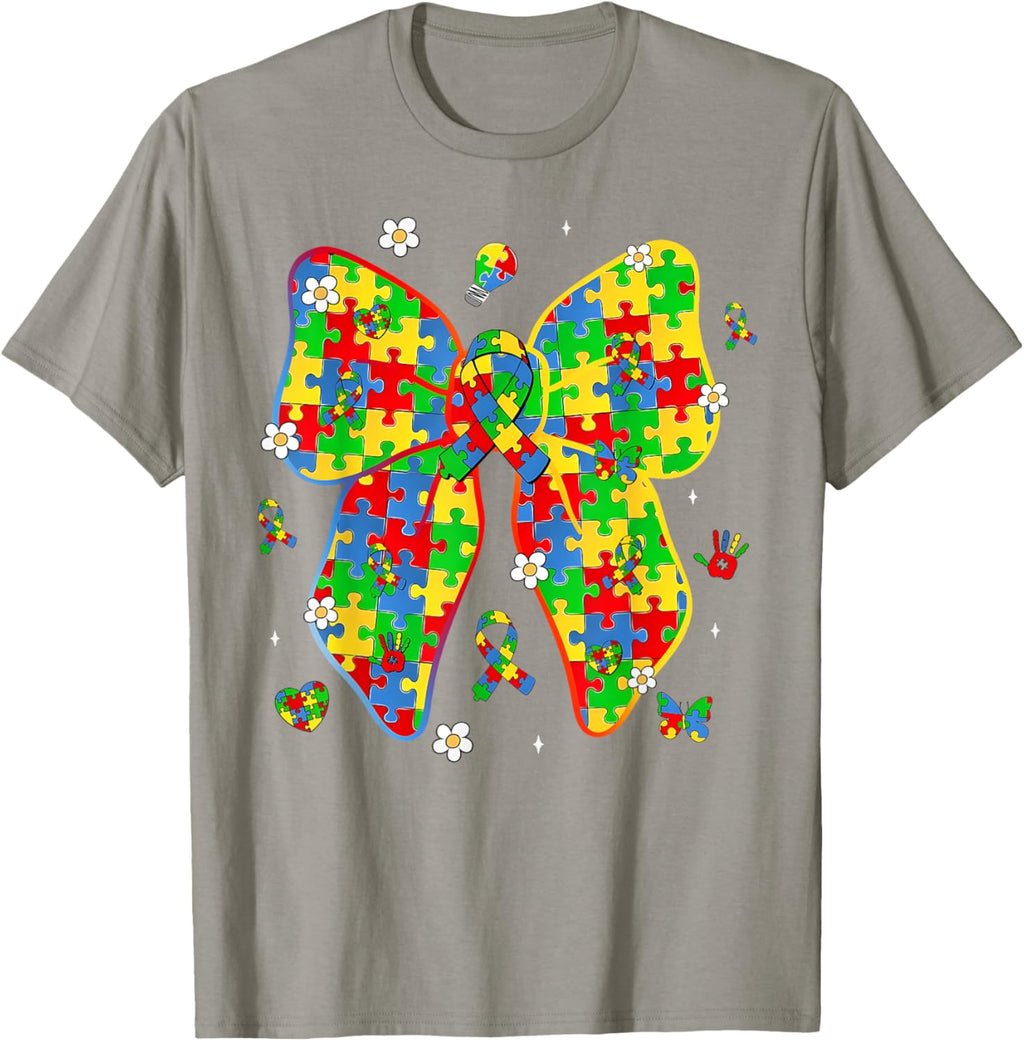 Autism Awareness Coquette Bow Puzzle Bow Women Kids Girl Boy
