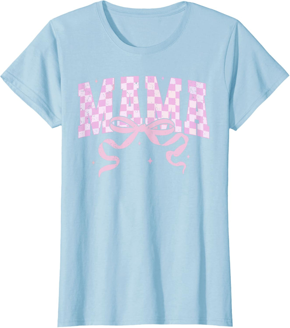 Retro Checkered Mama Coquette Mother's Day Pink Bow