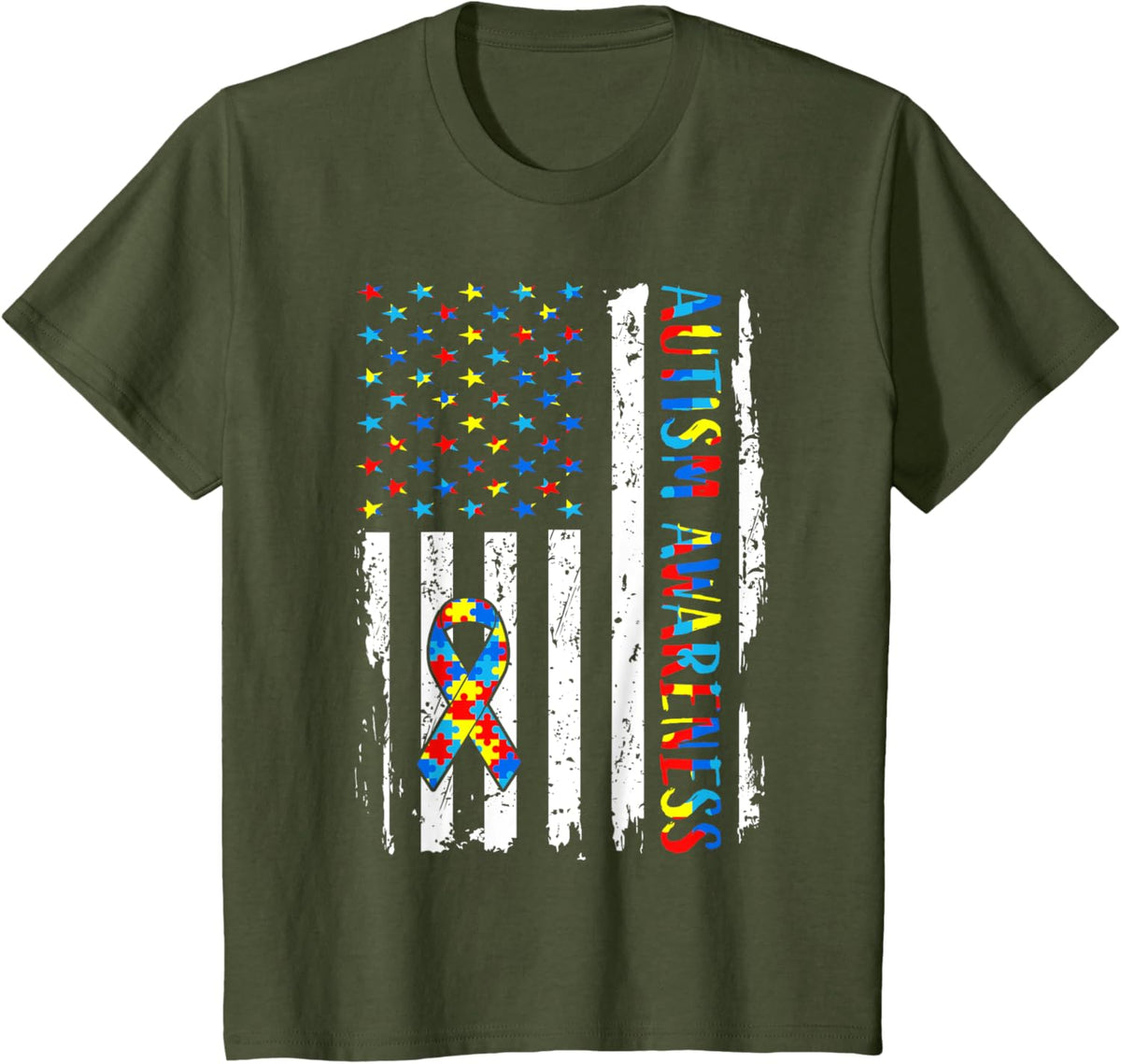 Autism Awareness Mom Dad USA flag Autistic Awareness Autism