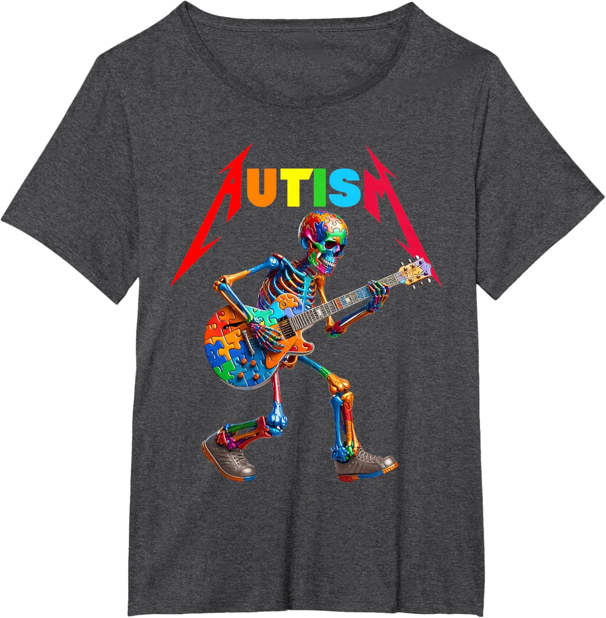Autism Skeleton Guitar Rock Puzzle Music Autism Awareness