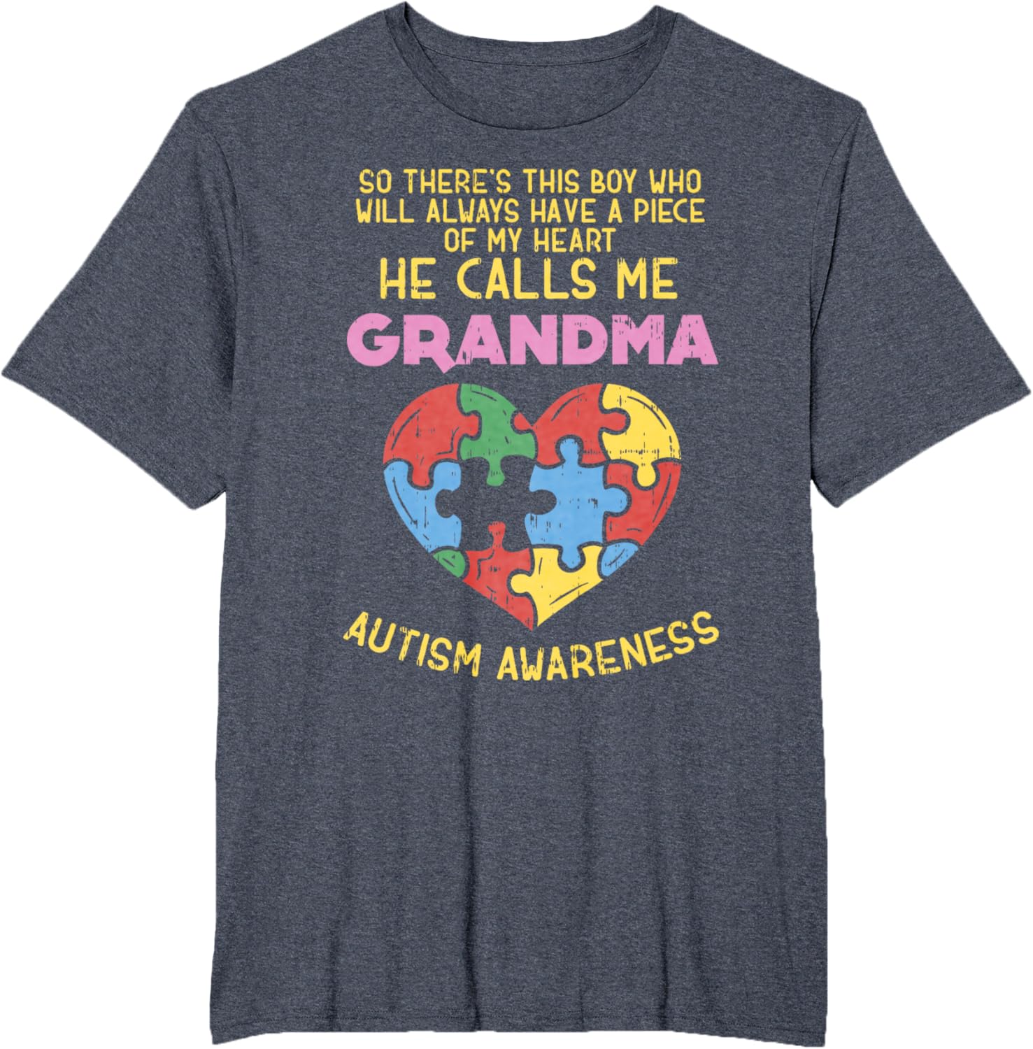 Grandma Autism Awareness Shirt Austistic Boy Piece My Heart